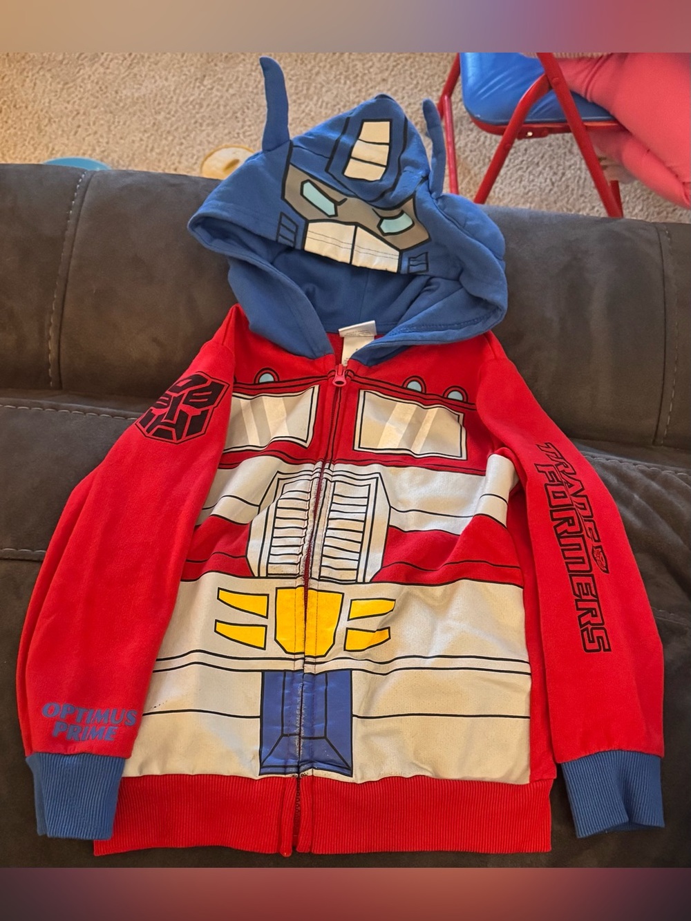Kids Optimus Prime Red & Blue Zip-Up Hoodie